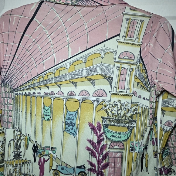 Helen Sue 1970s Art Deco Car Show Novelty Print Top Vintage Sz M - Picture 8 of 10